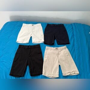 Children's Place Boys' Chino Shorts, Size 7, White, Black, Navy, Khaki Lot of 4